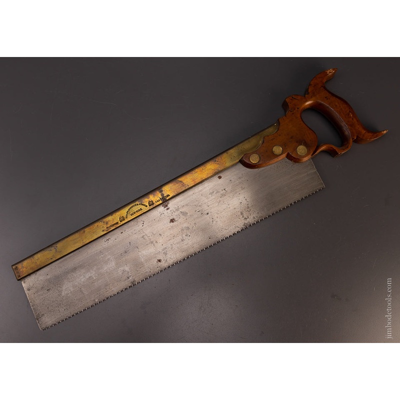Rare PHELPS ORMSBEE & JORDAN NEW YORK Double Eagle Triple Cove Brass Back Saw – 107739