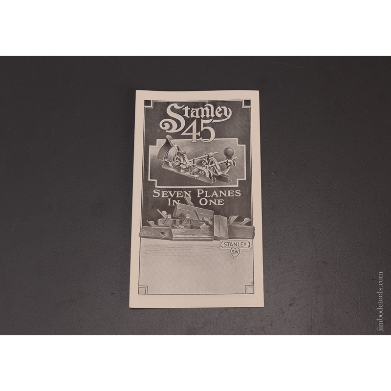 STANLEY No. 45 Plane Instructions REPRINT from the 20s – 107819