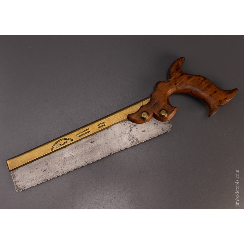 Very Rare PRUYN & VOSBURGH & CO. ALBANY (N.Y.) London Spring Brass Back Triple Cove Saw – 107637