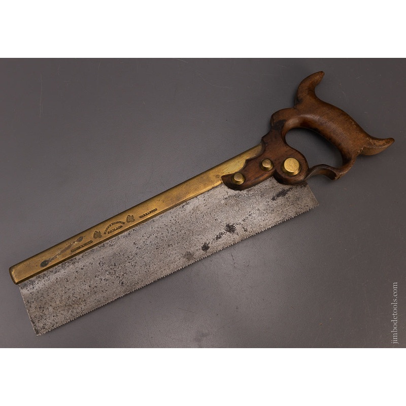 Rare DISSTON Double Eagle Triple Cove Conical Nut Brass Back Saw – 107738