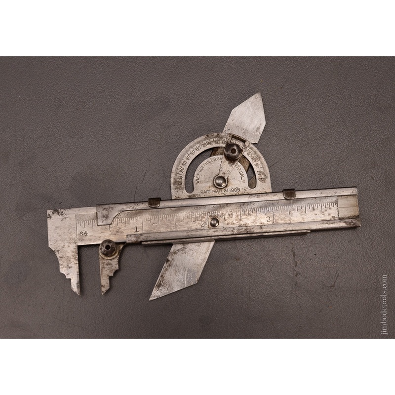 Rare! WEIT-GOETHE Patent March 21, 1905 Combination Tool Protractor, Bevel, Caliper – 107766