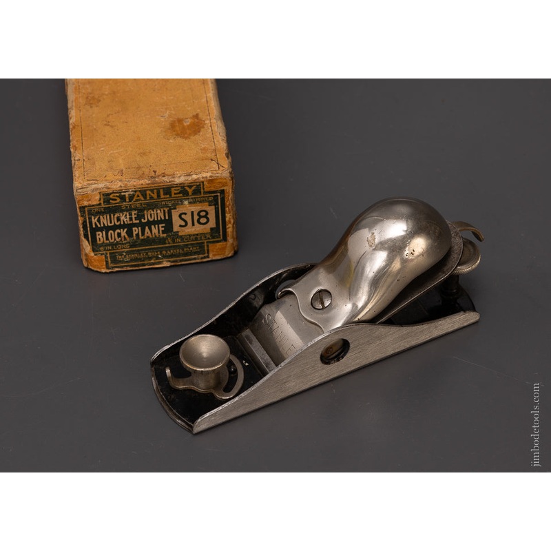 STANLEY No. S18 Steel Knuckle Joint Block Plane Near Mint in Original Box – 107851