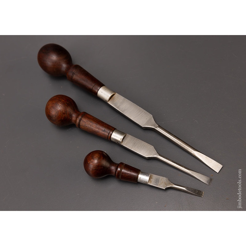 Set of 3 Rosewood Cabinet Makers Screwdrivers – 108303
