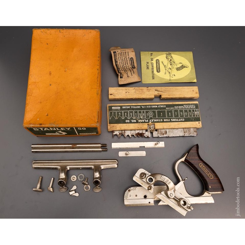 STANLEY No. 50 Combination Plow Plane 100% Complete in Original Box — 98905