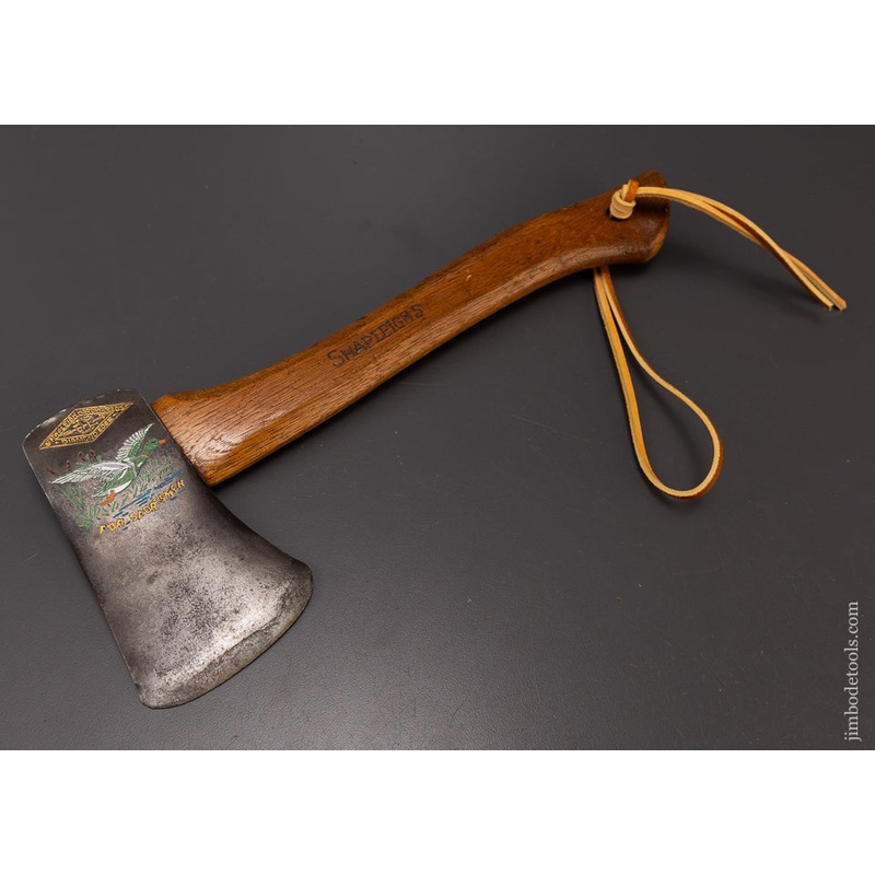 Rare Embossed SHAPLEIGH HARDWARE FOR SPORTSMAN Hatchet with Original Paint – 108618