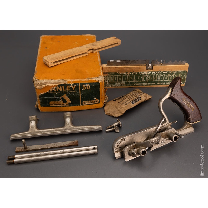 STANLEY No. 50 Combination Plow Plane 100% Complete in Original Box – 104999