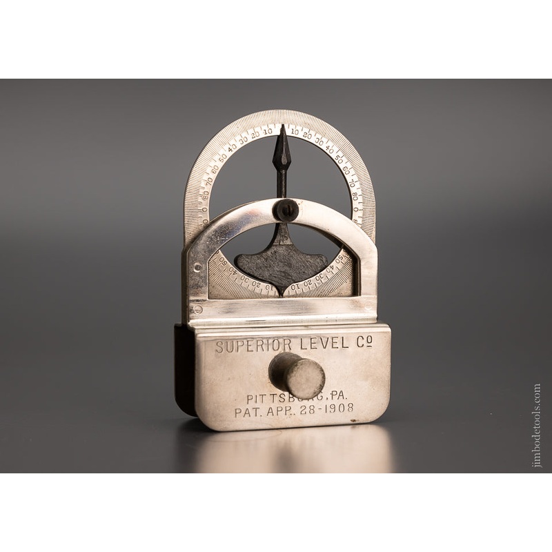 Rare One of Two Known Patented 1908 Inclinometer Level SUPERIOR LEVEL CO. Pittsburg, PA Southward Patent * EXCELSIOR 104458