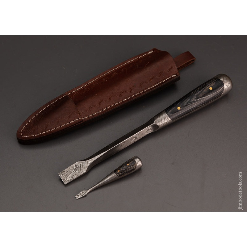 Stunning Damascus & Zercote Perfect Handle Screwdriver Set with Leather Sheath = 103691