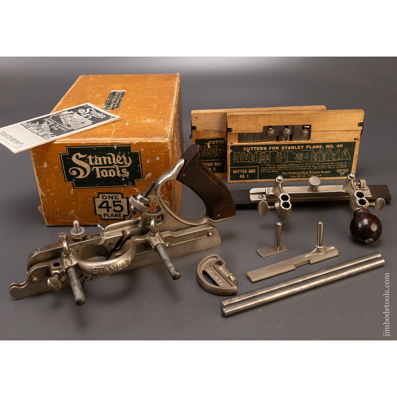 100% Complete & Mint STANLEY No. 45 Combination Plow Plane in Original Box – 109490