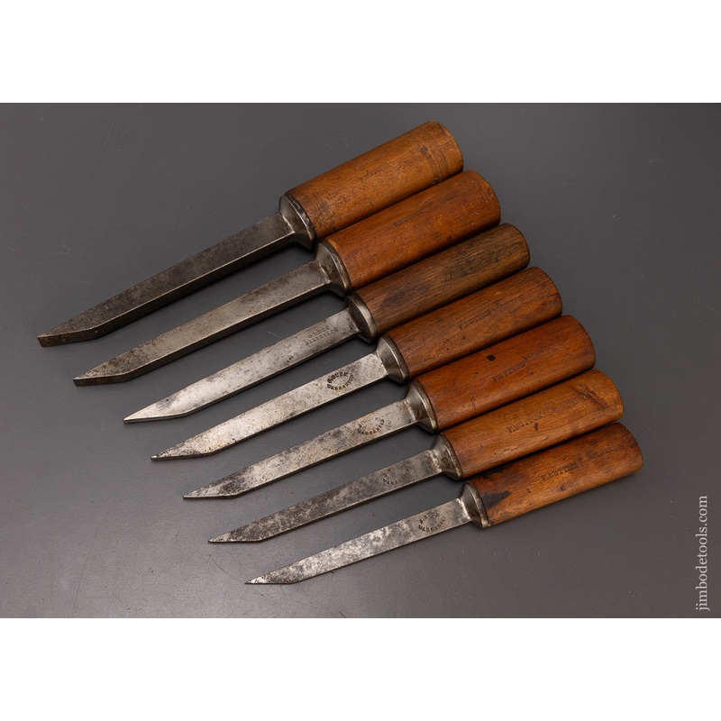 Remarkable Set of 7 Pig Sticker Mortise Chisel by J. BUCK – 109166