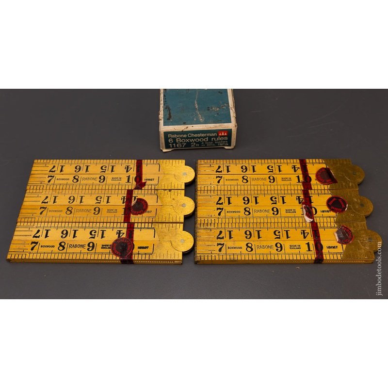 Six No. 1167 Blind Man’s Boxwood Rules RABONE CHESTERMAN Mint in Box – 109342