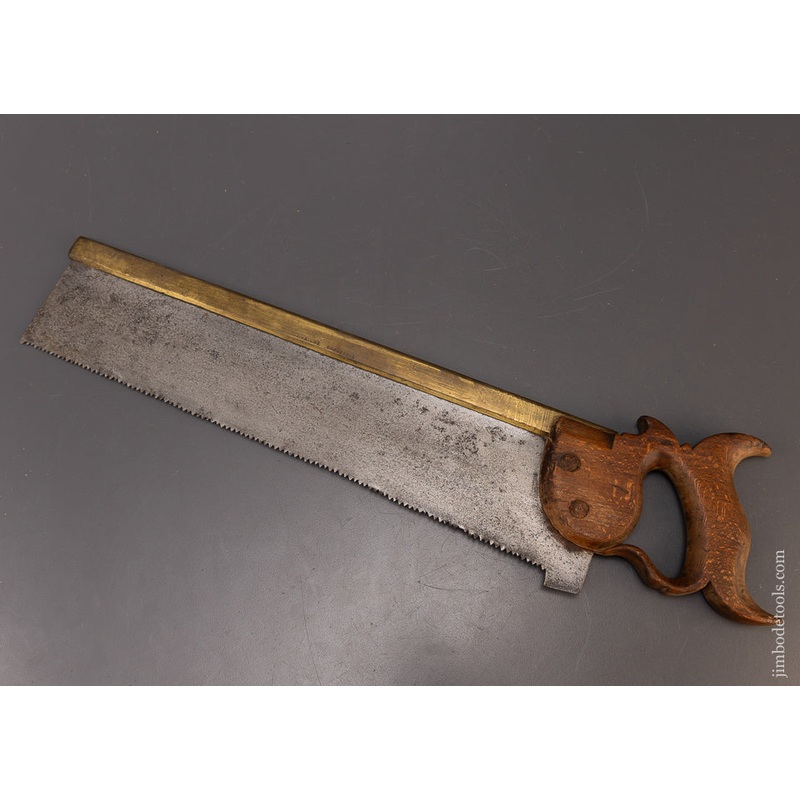 Rare & Early I. WRIGHT Brass Back Saw with Riveted Handle – 109439