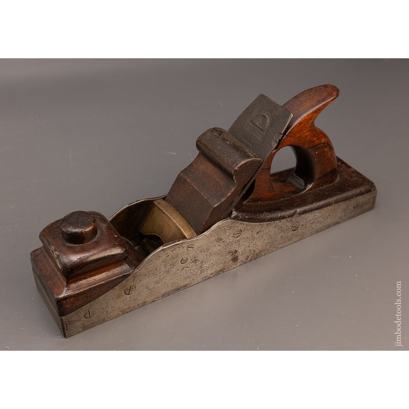 Rare Early SPIERS Brass Bridged Screw Sided Dovetailed Rosewood Infill Bench Plane – 115973