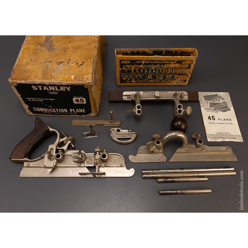 100% Complete STANLEY No. 45 Combination Plow Plane in Box — 109012