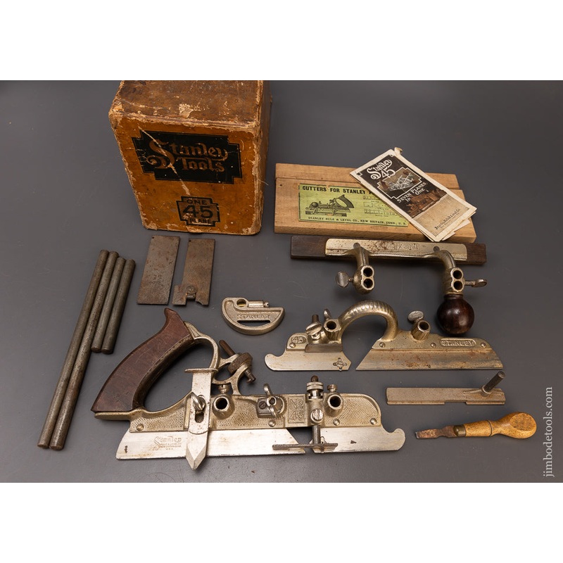 100% Complete STANLEY No. 45 Combination Plow Plane in Original Box – 109470