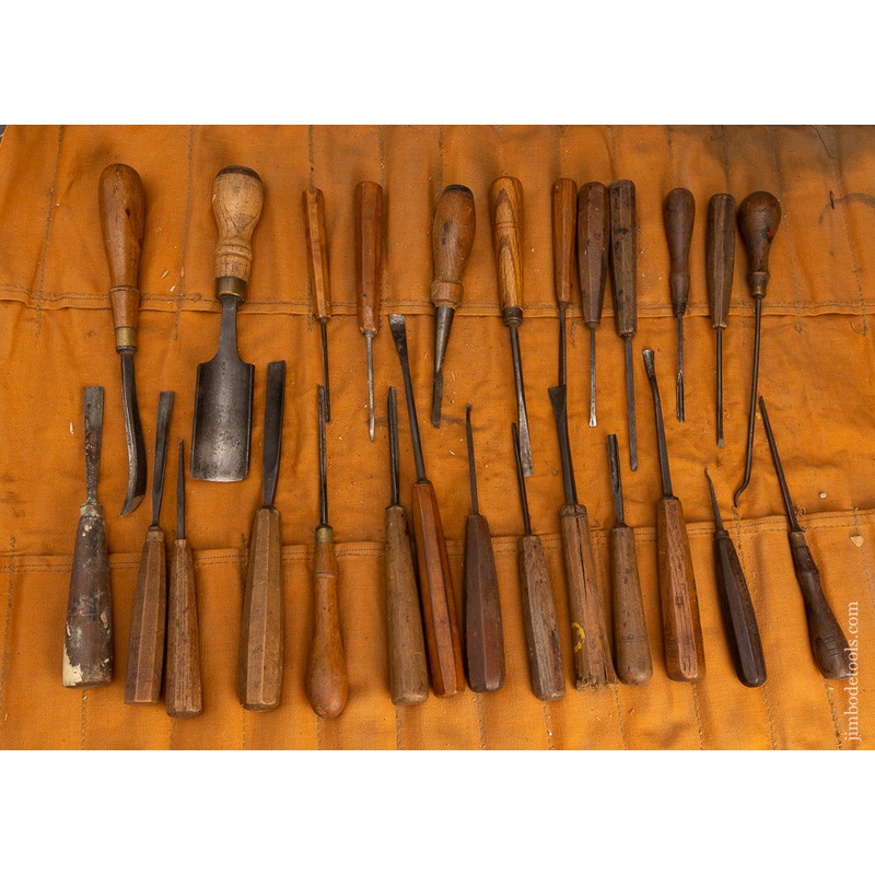 Roll of 27 Good Working Carving Chisels Gouges – 116518