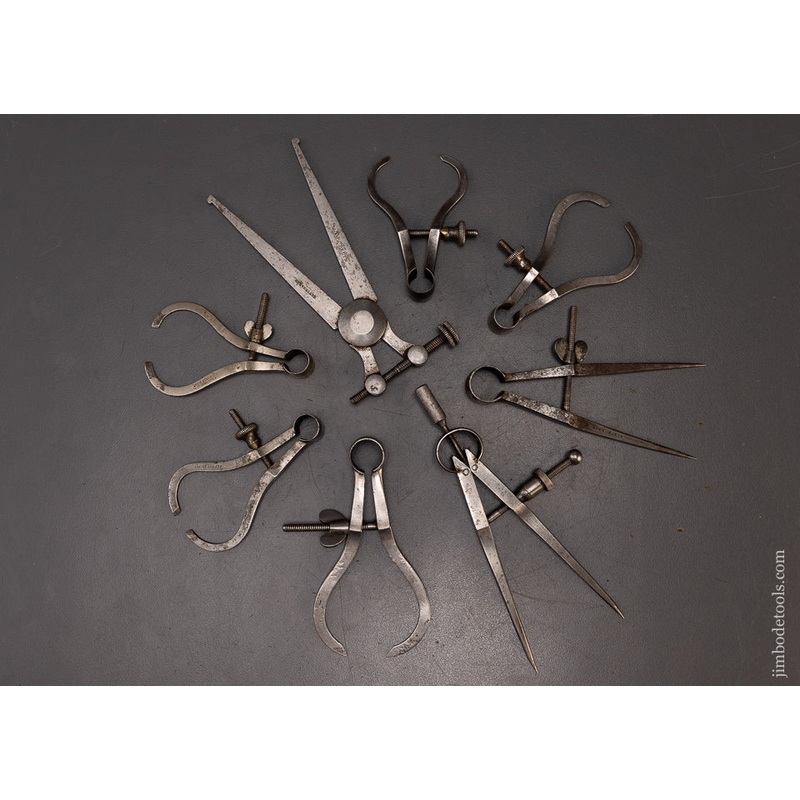 Set of 8 Precision Tools Calipers & Dividers by J. STEVENS & CO. Chicopee, MA. – 109218