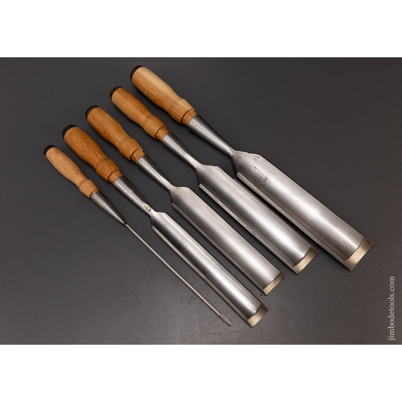 Spectacular New Old Stock Set of 5 JAMES SWAN Socket Paring Gouges – 109488