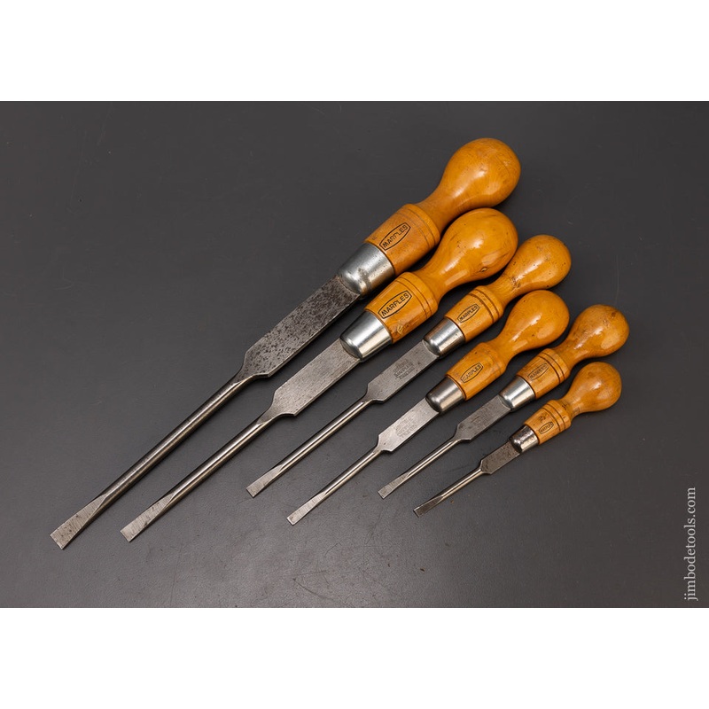 Stunning Set of 6 Boxwood Handle Cabinet Makers Screwdrivers by MARPLES – 109464