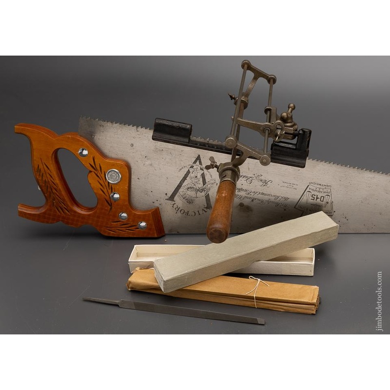 STEARNS Patent No. 400 Saw Filer With Full Box of SIMONDS Files — 98341