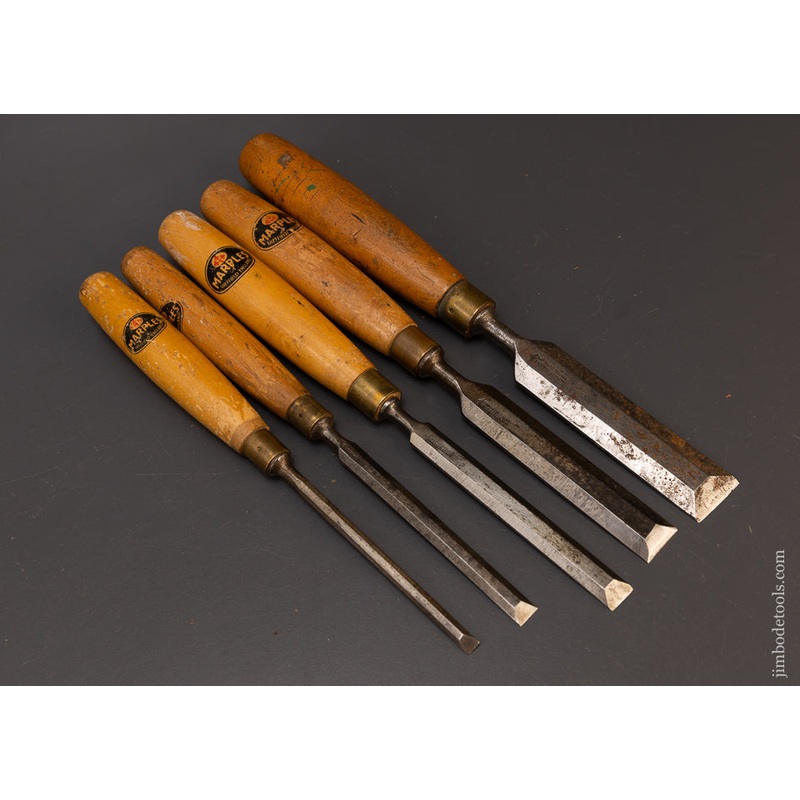 Set of 5 MARPLES Boxwood Handled Bench Chisels – 110060
