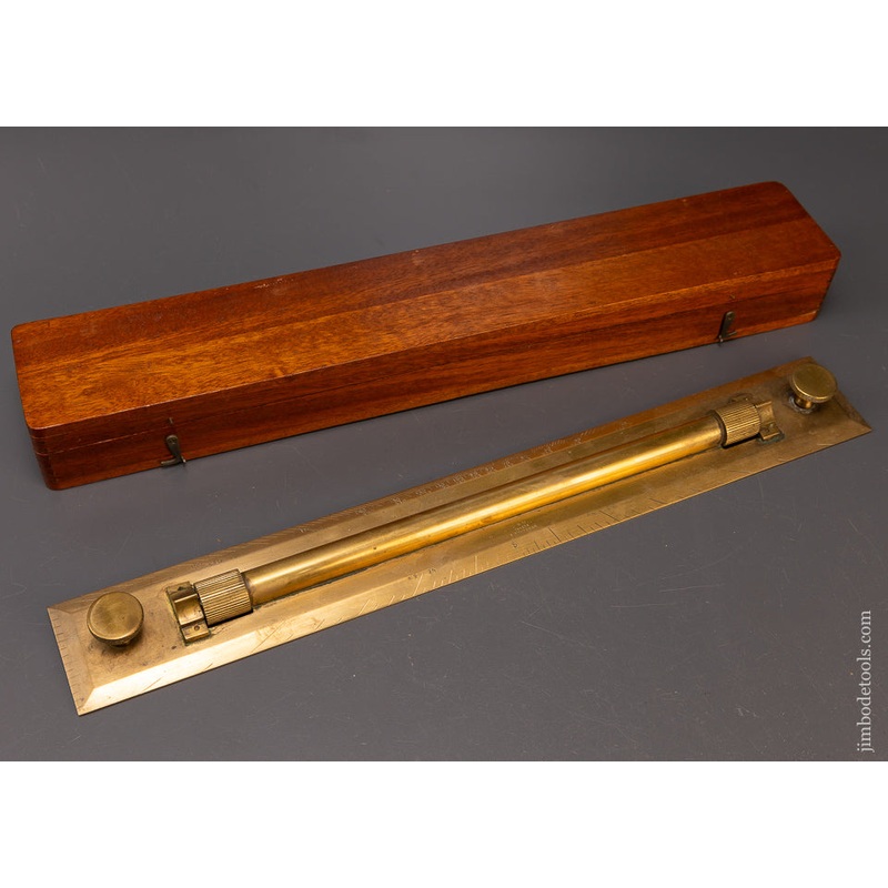 V.W.W. BIRMINGHAM Solid Brass 18 Inch Rolling Parallel Rule in Mahogany Box – 110127