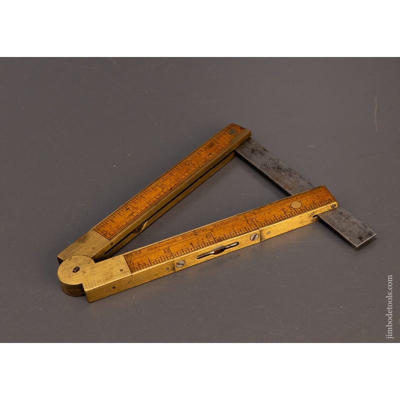 STEPHENS & CO. No. 36 Level/Inclinometer Folding Rule 1858 Patent – 109977