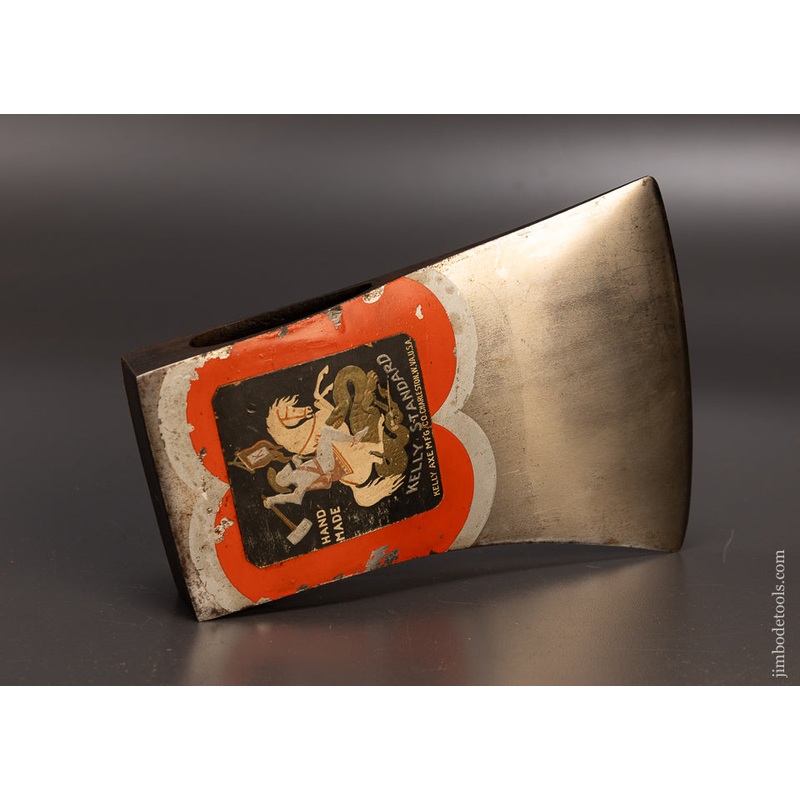 Very Rare Double Sided Advertising Axe with Full Paint & Labels on Both Sides KELLY FLINT EDGE & KELLY STANDARD – EXCELSIOR 110218 – AS OF JAN 9