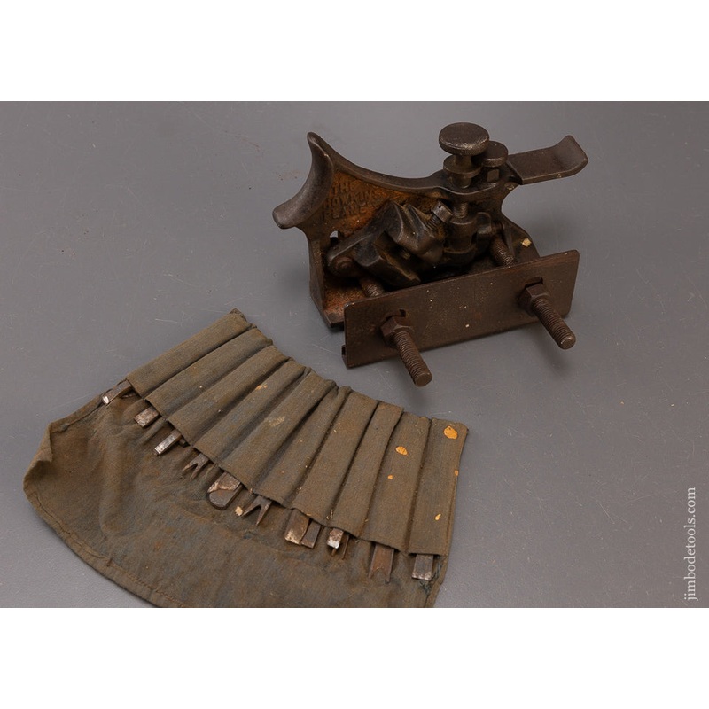 Rare HOWKINS PATENT Model B Plow Plane with 15 Cutters – 110465 – AS OF JAN 17