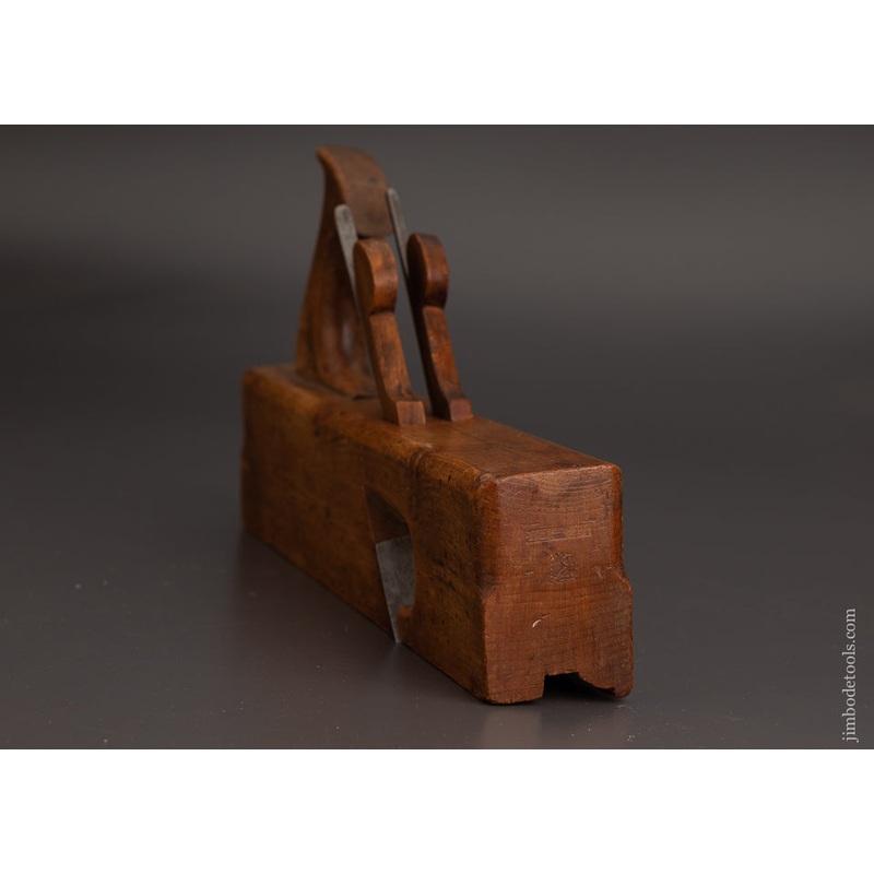 Rare 4 STAR Double Iron Jack Handled Sash Moulding Plane I. Taber b.) 1700 d.) 1756  Good+ – EXCELSIOR 103067