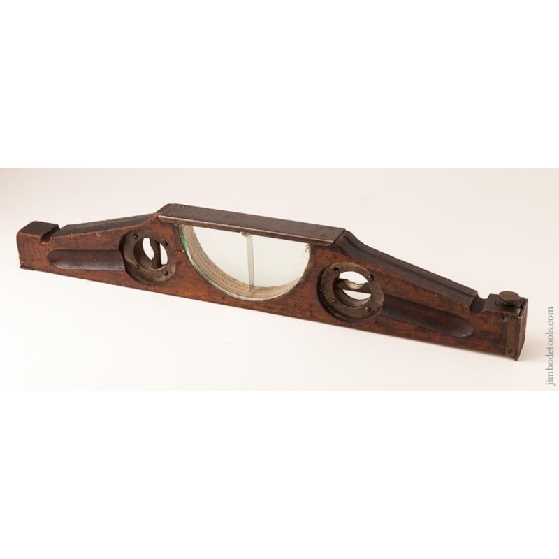 Rare! Two Foot HIGHT Patent Inclinometer Level with Original Labels on Inside of Top – 63679