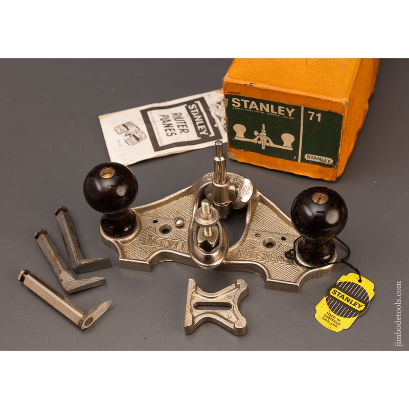 100% Complete & Mint STANLEY No. 71 Router Plane in Original Box – 111352
