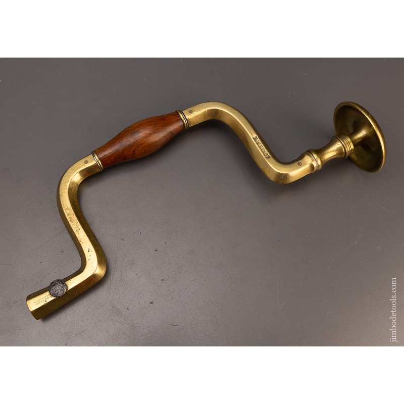 Rare SIGNED HORTON Solid Brass Framed Bit Brace 1850 PATENT – EXCELSIOR 111178