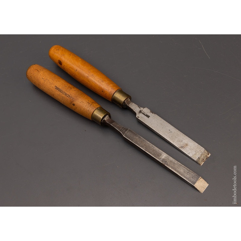 2 Good Boxwood Handle Tang Firmer Chisels by SORBY & One Other – 111738