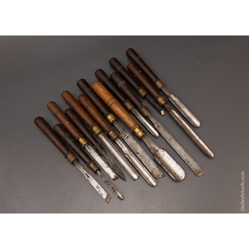 Set of 13 Rosewood Handled Turning Chisels & Gouges – 112274