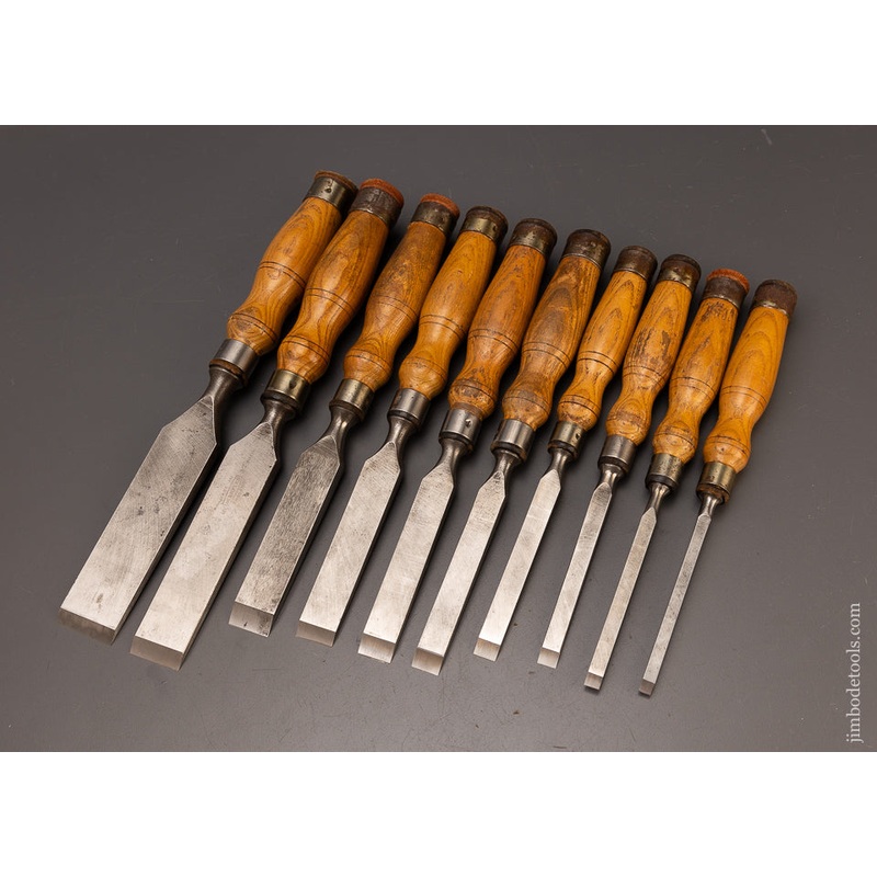 Remarkable Set of 10 MARPLES Mortise Chisels – 110509 – AS OF JUNE 27