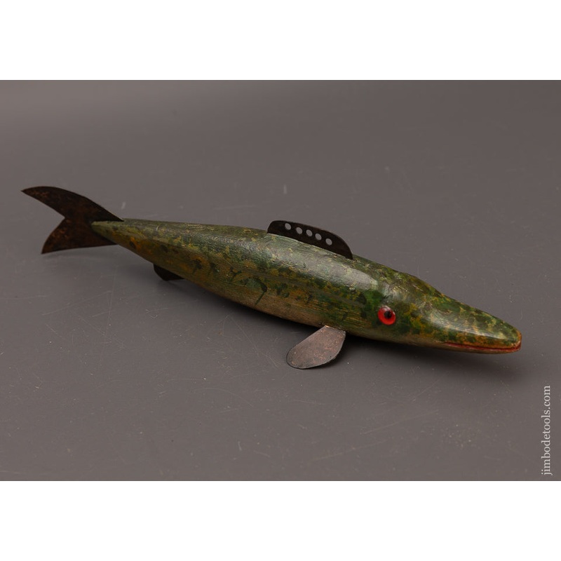 Swimming Pickerel Fish Decoy by ROBT. LINDNER Clarence, N.Y. – 1111903