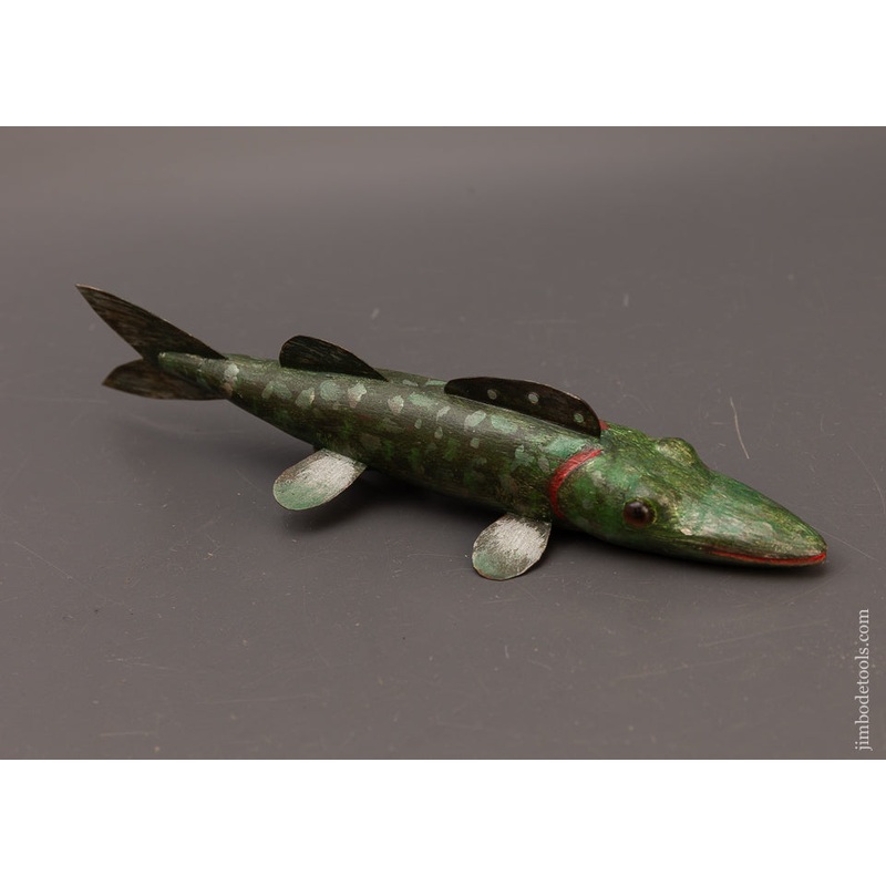 Swimming Pickerel Fish Decoy by ROBT. LINDNER Clarence, N.Y. – 111902