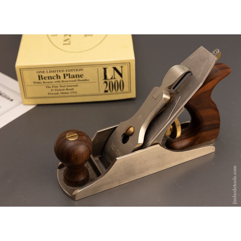 Rare White Bronze & Rosewood LIE NIELSEN No. LN 2000 Limited Edition Smooth Plane (No. 602) Mint in the Box – 112815