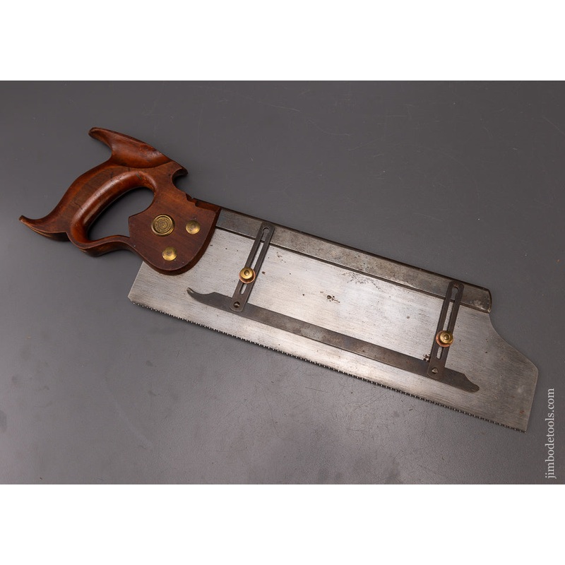 Unprecedented DISSTON No. 9 Ogee Toe REGAN Patent LEFT-Handed Back Saw with Gauge – EXCELSIOR 108356