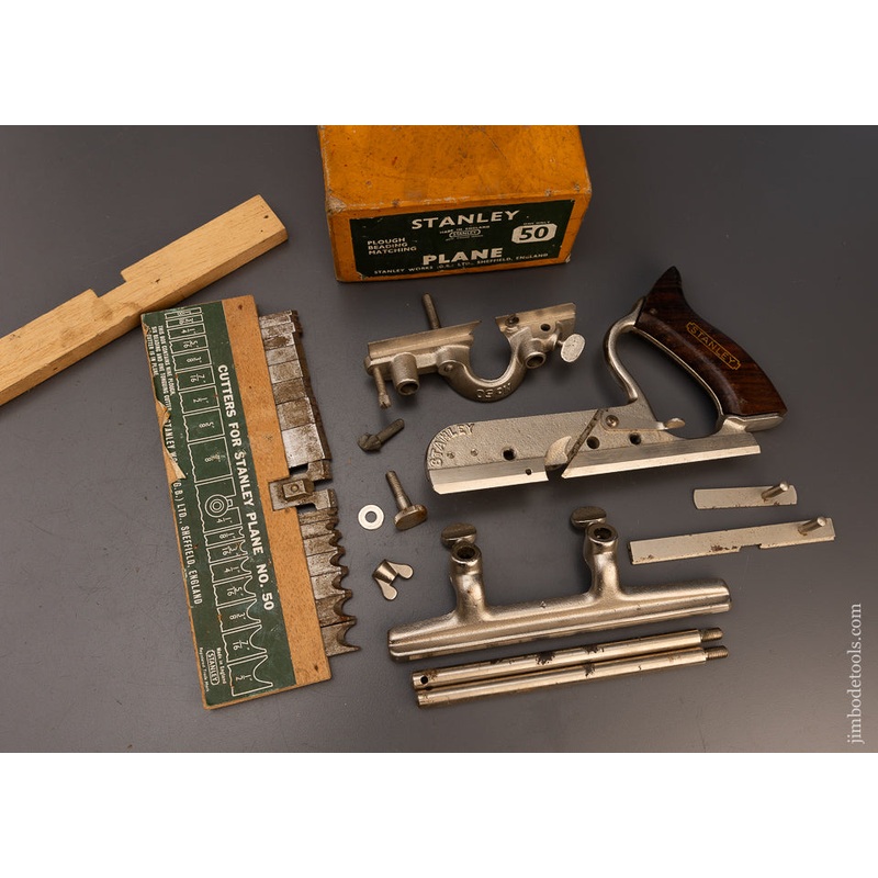 100% Complete STANLEY No. 50 Combination Plow Plane Near Mint in Box – 113051