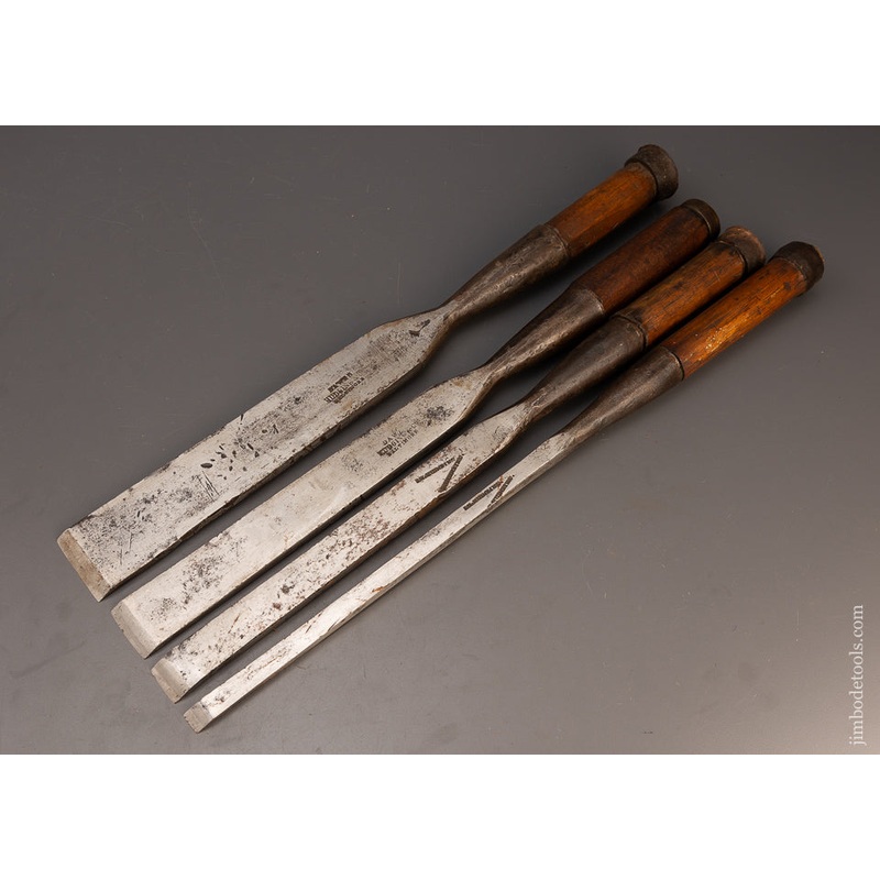 Set of 4 DAWES & HUDGINS & J.R. HUDGINS Millwrights Framing Chisels Very Rare – 113029 – AS OF AUG 31