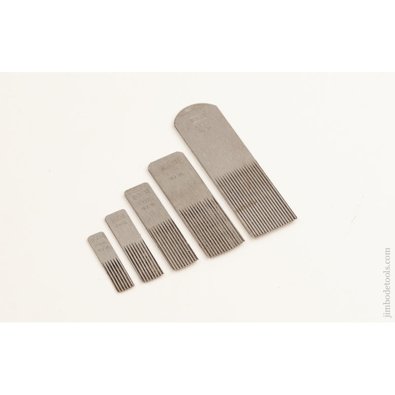 Set of five NEW Replacement Toothing Irons for IBEX Violin Planes — 74501