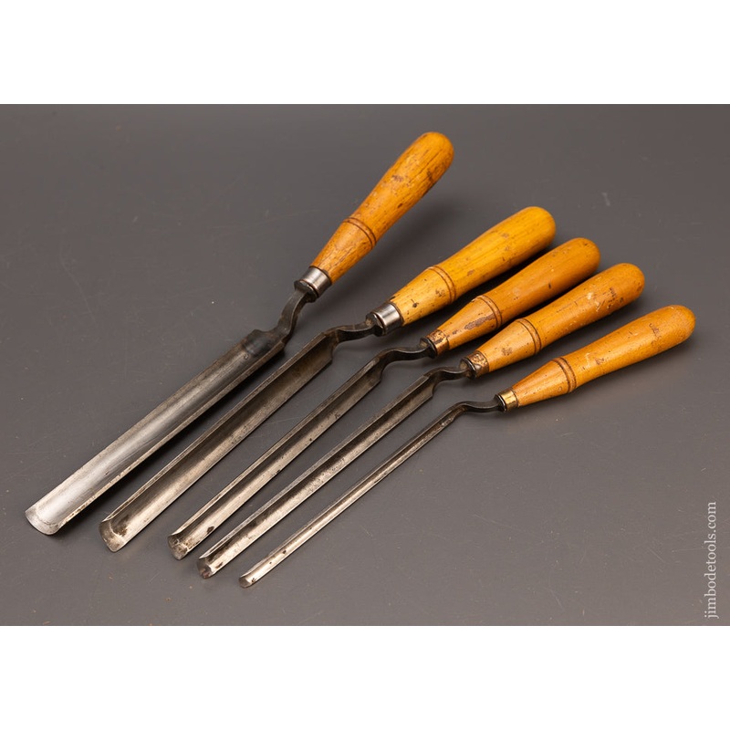 Sweet Set of 5 BUCK BROS. Crank Neck Paring Gouges – 113361