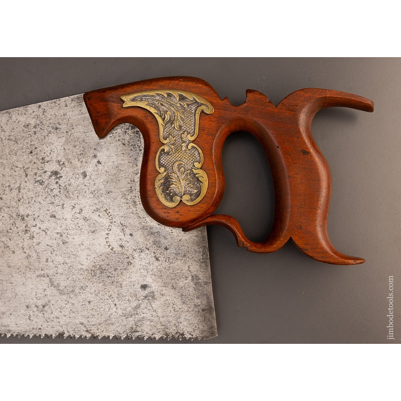 Spectacular THOs. TILLOTSON Hand Saw with Heavy Brass Escutcheon – 112998