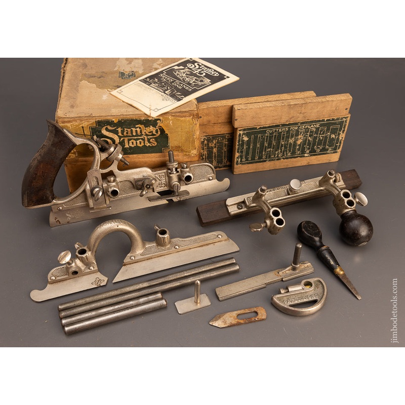 100% Complete & Extra Fine SWEETHEART STANLEY No. 45 Combination Plow Plane in Original Box – 113768