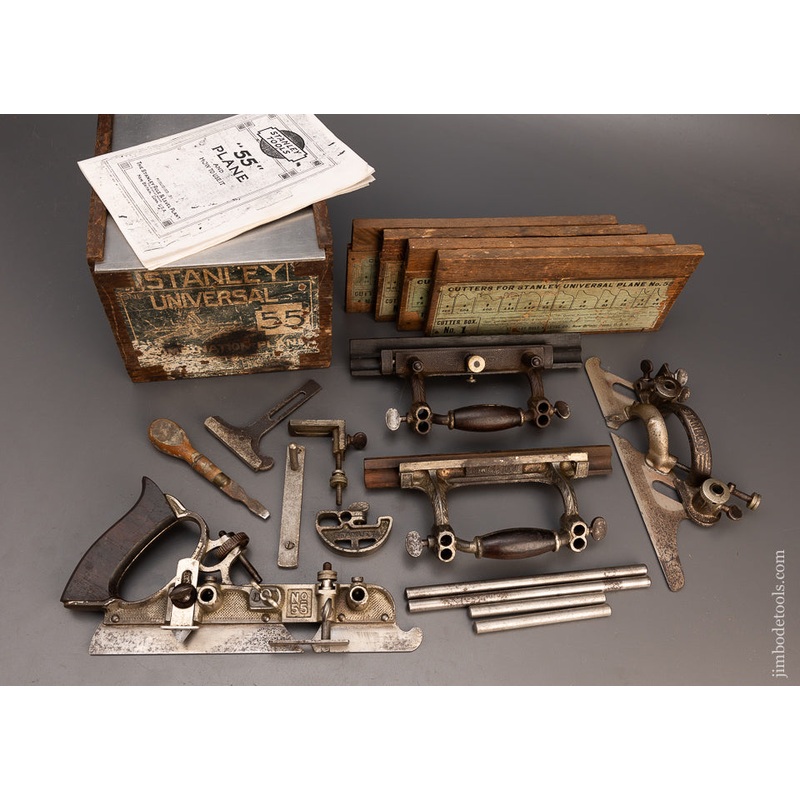 100% Complete STANLEY No. 55 Combination Plane in its Original Chestnut Box – 113654