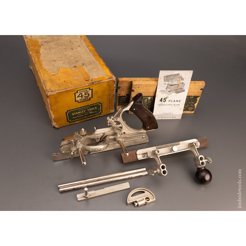 100% Fine & Complete STANLEY No. 45 Combination Plane in Original Box – 113549