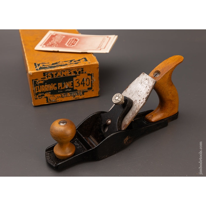 Rare BOX! STANLEY No. 340 Furring Plane Near Mint in Box Type 2 – 111590