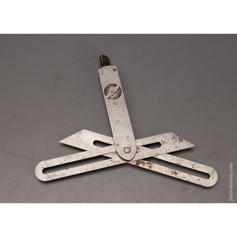 Rare ST. JOHNSBURY TOOL CO. ROBINSONS PATENT Double Blade Bevel Square with 90 Locking Switch – 111717